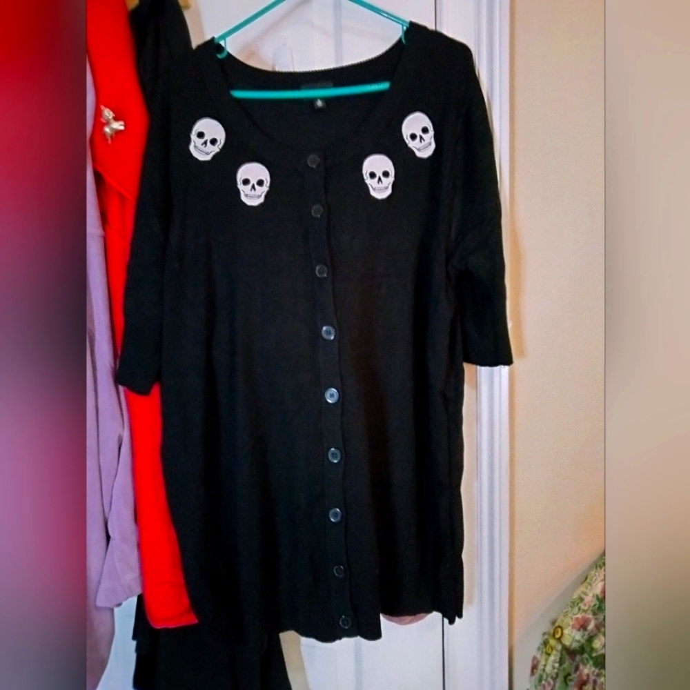 Black Cardigan with Skull Accents